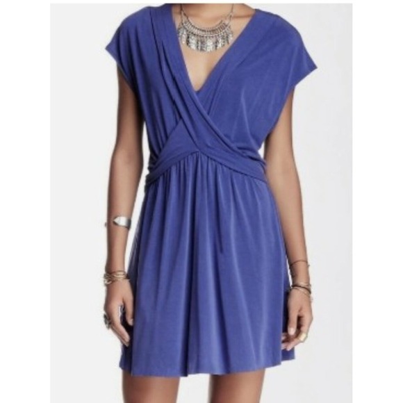 Free People Dresses & Skirts - Free People XS Vibrant Cobalt Cupro Crisscross Front Mini Dress Vneck